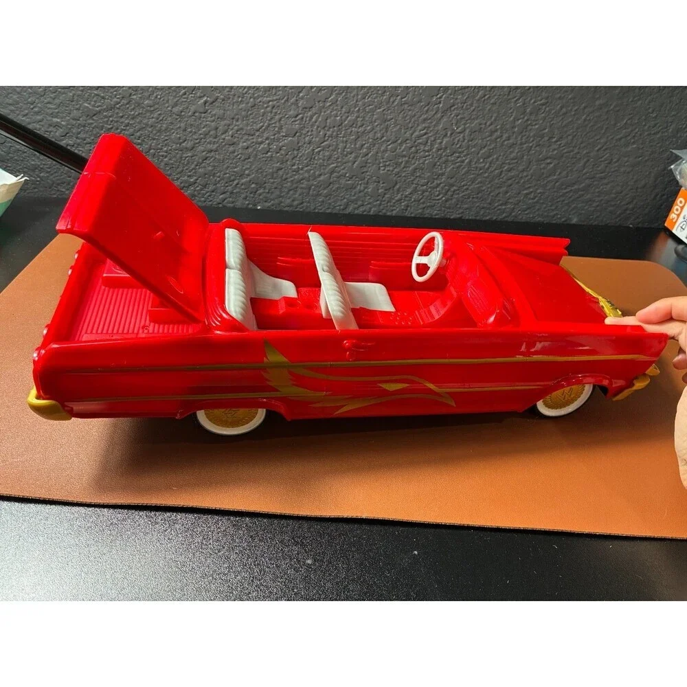 WWE Wrestling Action Figure Car Red Gold Flame Convertible Low Rider Toy